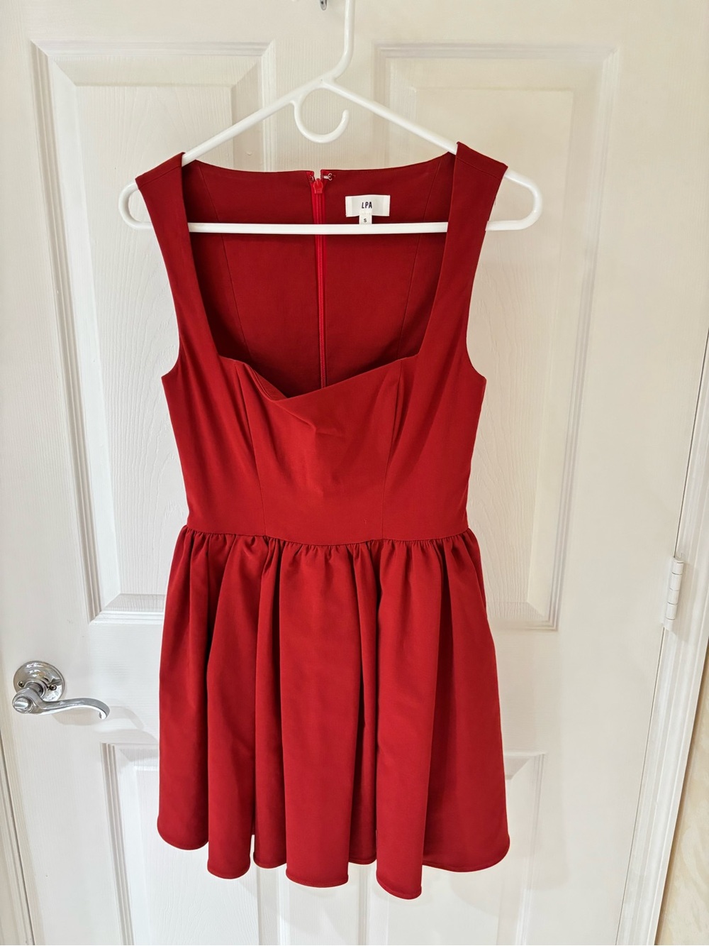 LPA Red Sleeveless Mini Dress with Square Neck